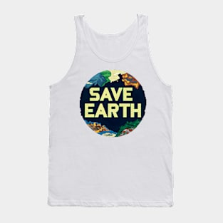 save earth globe pixel art Tank Top